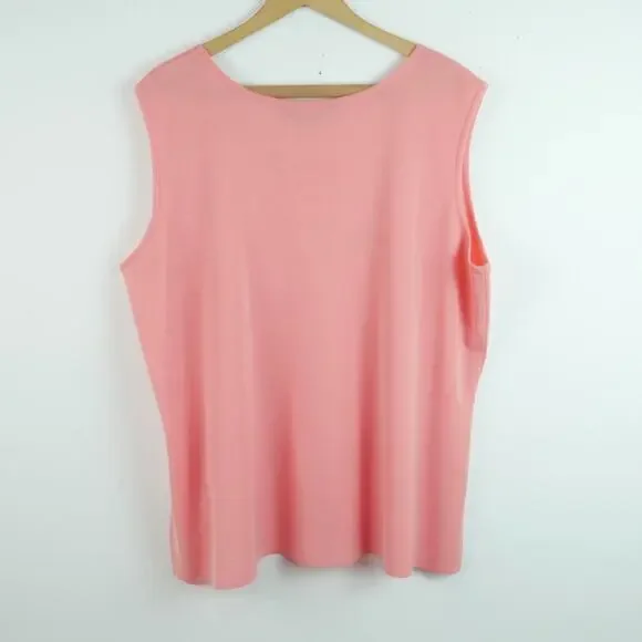 Ming Wang 2X Shell Top Sleeveless Knit Pink Spring Career Classic Staple Blouse - Picture 6 of 6